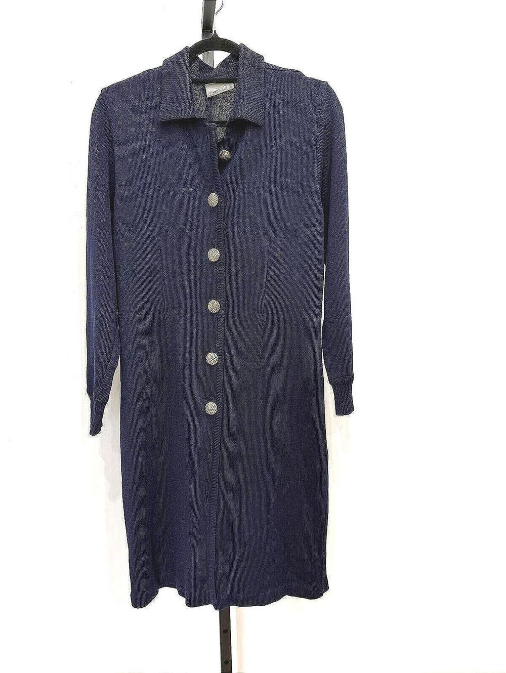 Liz Claiborne Navy Blue Long Sleeve Button-Up Dress Size L